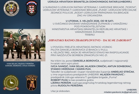 POZIV NA TRIBINU  “HRVATSKO RATNO ZRAKOPLOVSTVO - DA SE NE ZABORAVI”